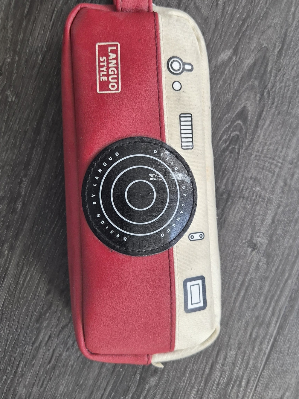 Red and Cream Camera-Design Pencil Case/pouch